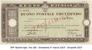 Buono fruttifero postale storico 1925-1927
