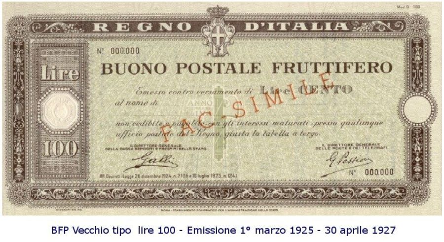 Buono fruttifero postale storico 1925-1927