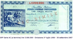 Buono fruttifero postale storico 1986-1987