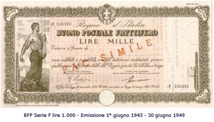 Buono fruttifero postale storico 1943-1949