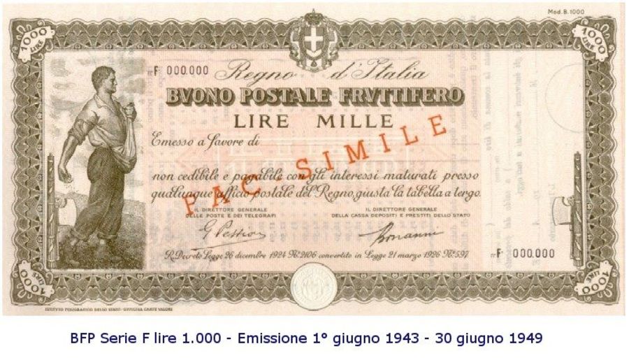 Buono fruttifero postale storico 1943-1949