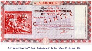 Buono fruttifero postale storico 1984-1986