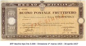 Buono fruttifero postale storico 1925-1927