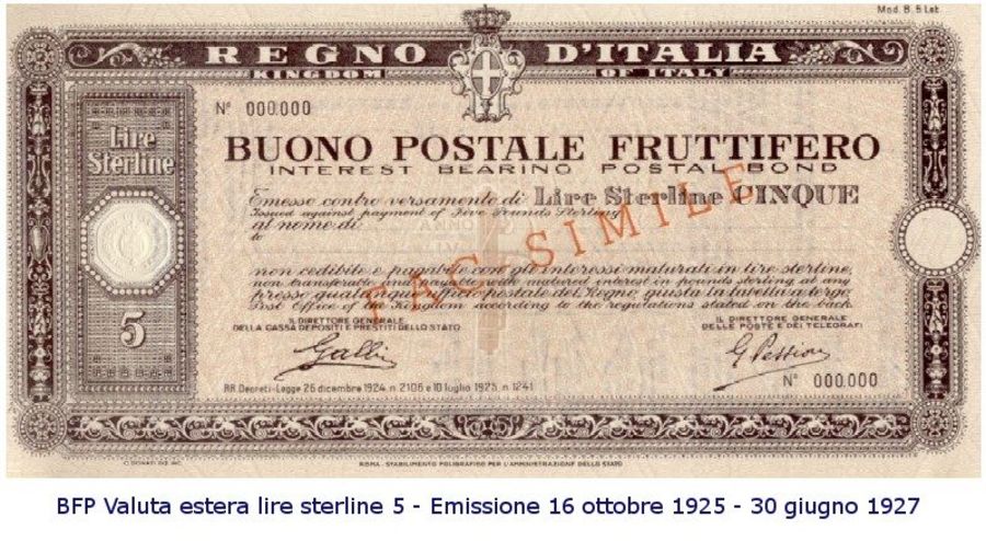 Buono fruttifero postale storico 1925-1927