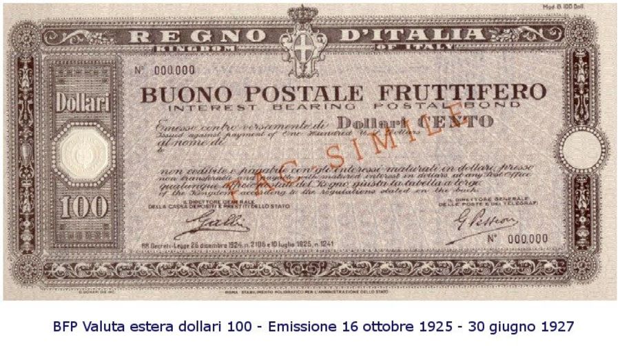 Buono fruttifero postale storico 1925-1927