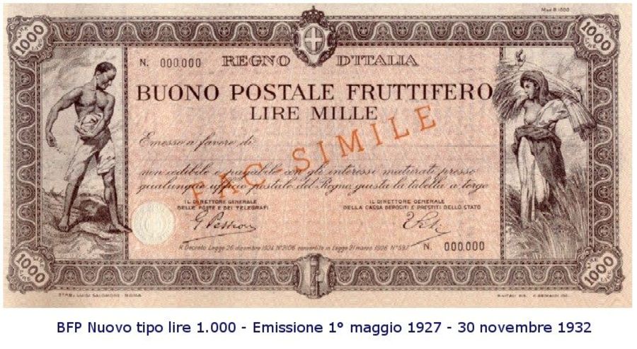 Buono fruttifero postale storico 1927-1932