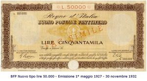 Buono fruttifero postale storico 1927-1932