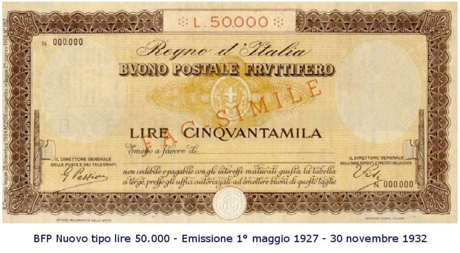Buono fruttifero postale storico 1927-1932