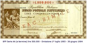 Buono fruttifero postale storico 1983-1984